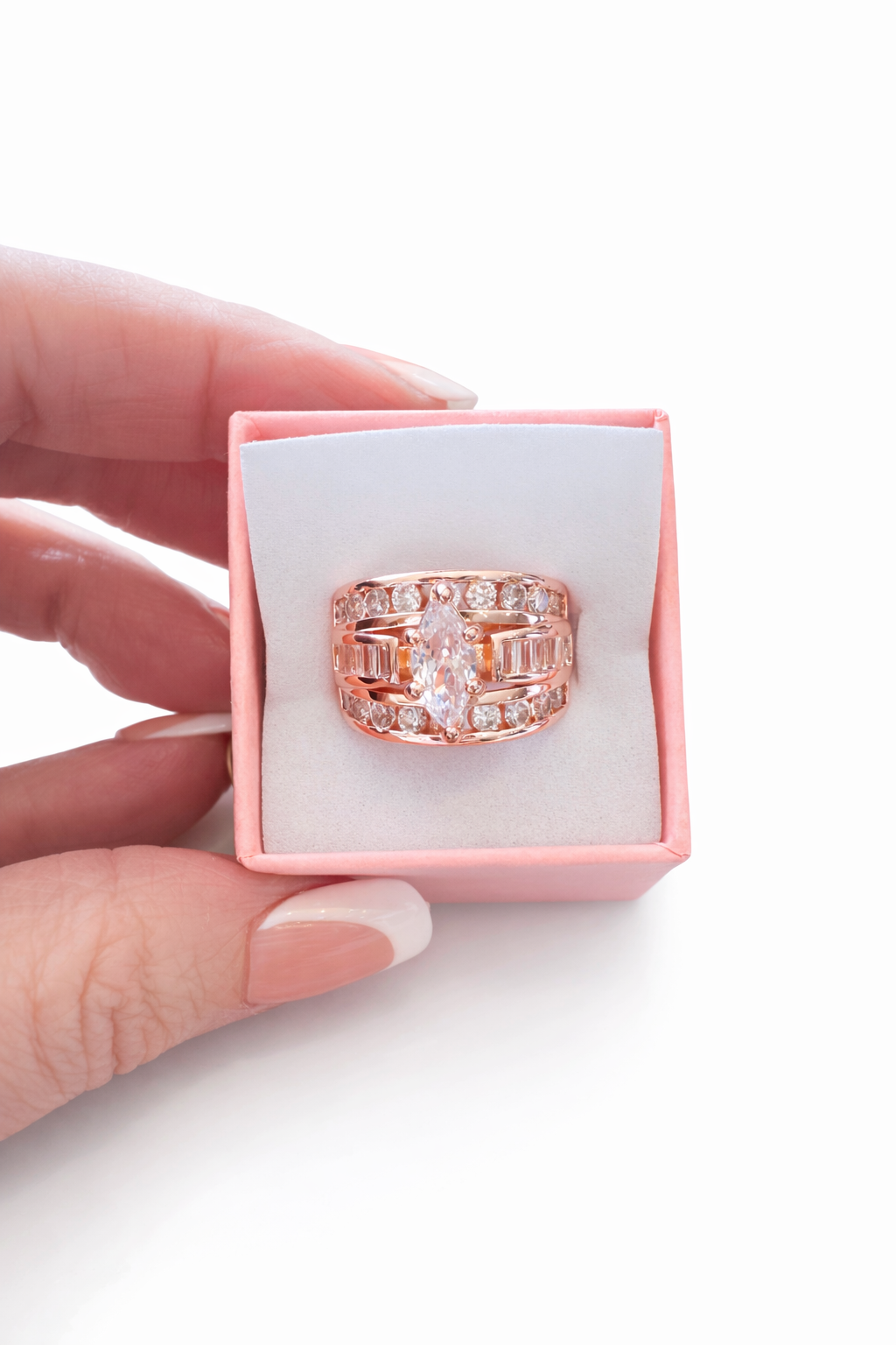 Victoria Marquise Cut Stacked Ring-Champagne Gold