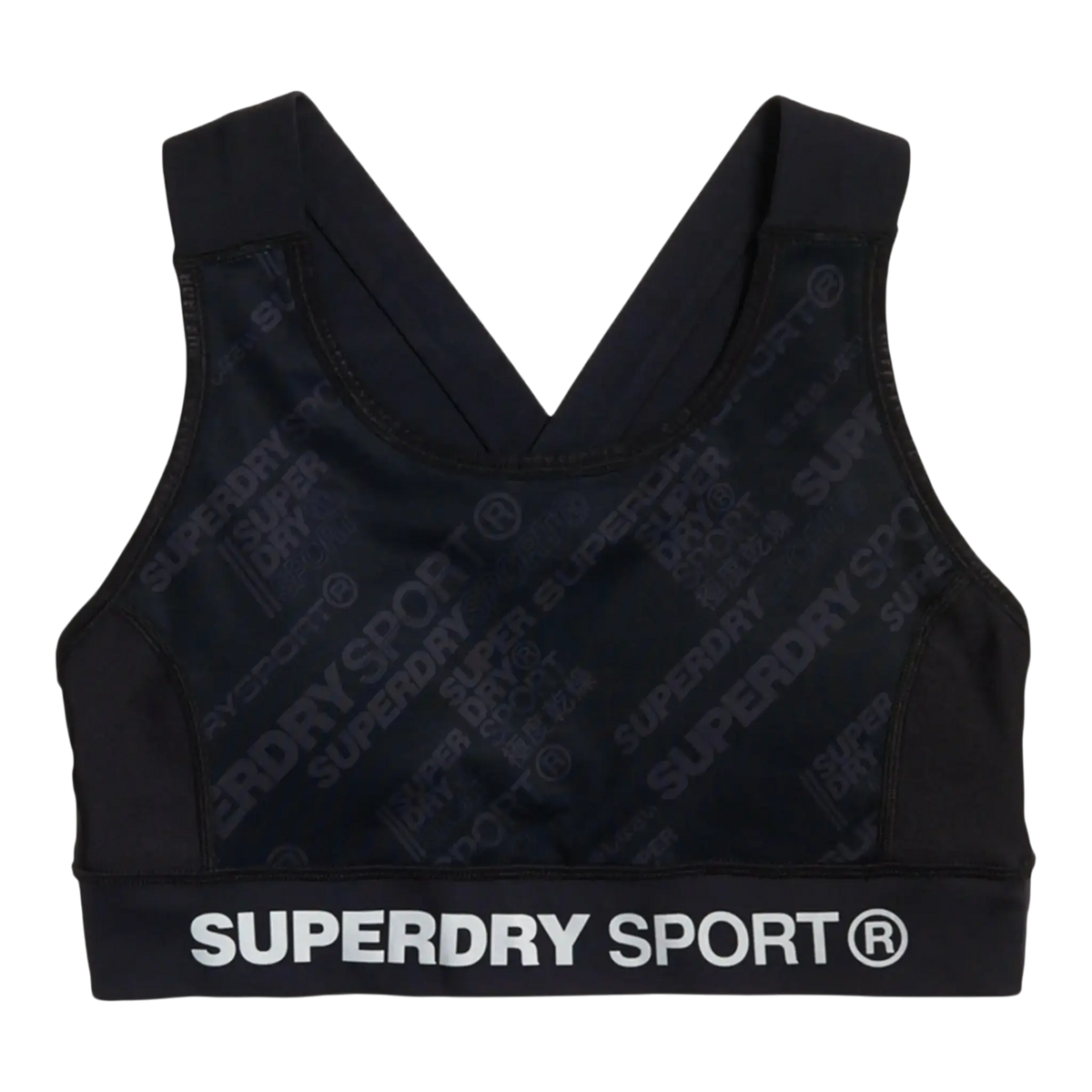 Superdry Active Panel Women Sports Bra Women Sports Bra Black Diagonal Logo