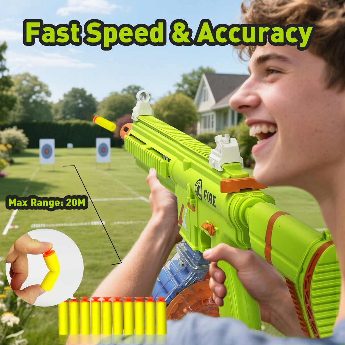 Semi-Automatic Toy Gun with Rechargeable Battery, 22-Round Magazine, and Shell Ejection Feature
