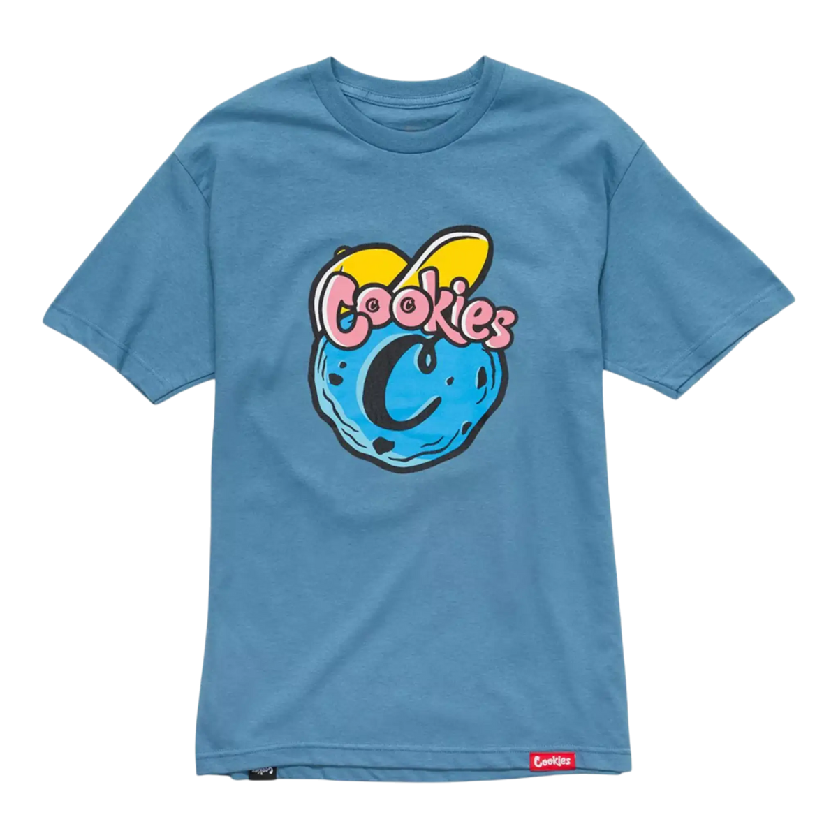 Cookies Puff Print Logo T-Shirt Men Sky Blue