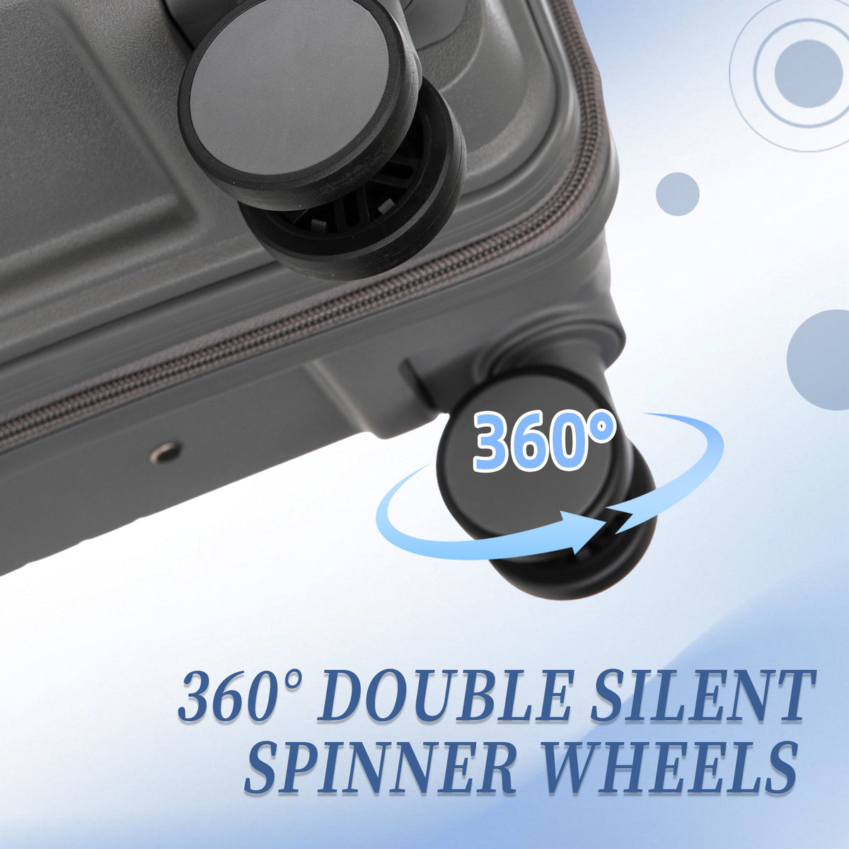 3-Piece PP Spinner Wheel Luggage Set 20'/24'/28' Silver Grey