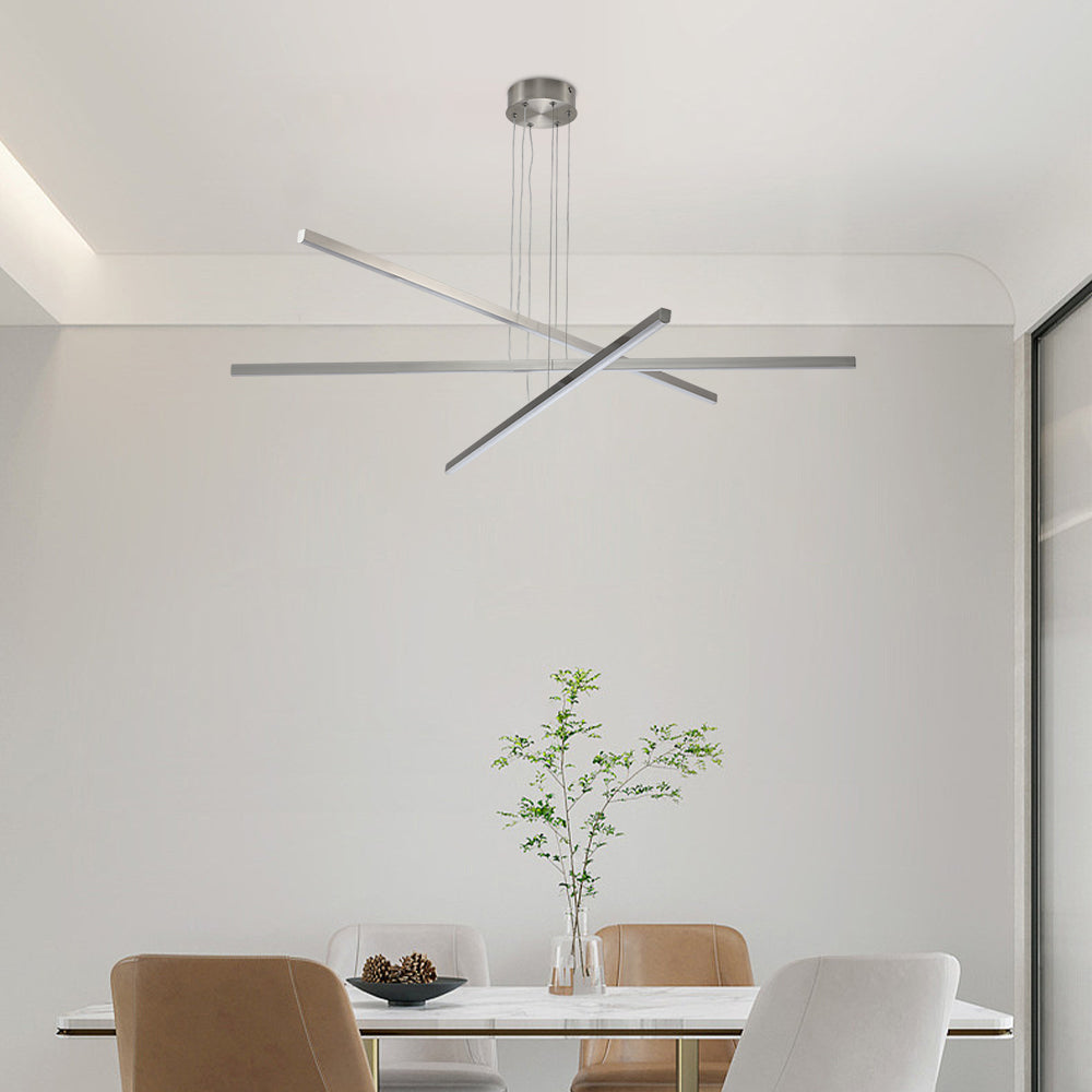 48" Modern LED Chandelier - Geometric 3-Arm Design