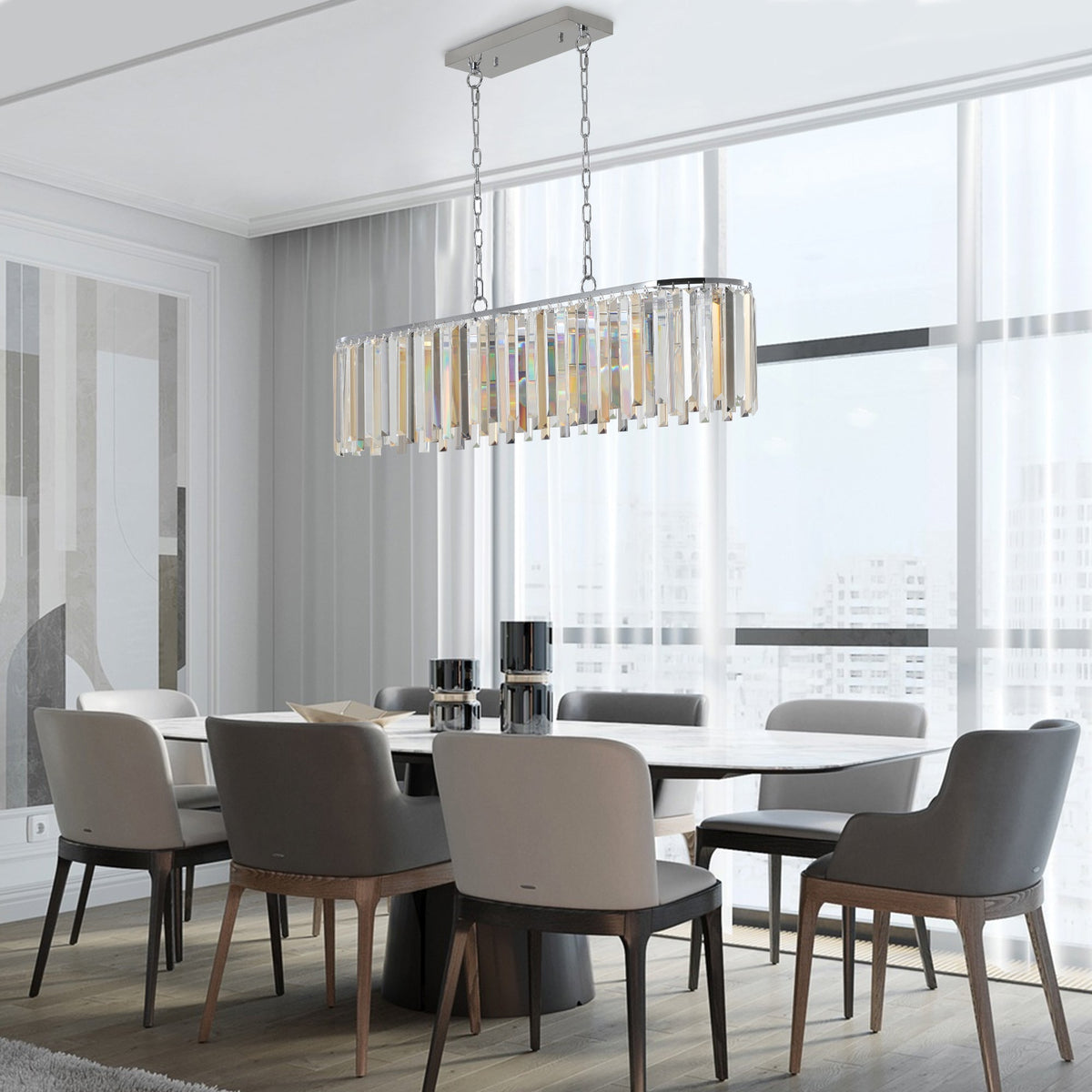 Modern Oval Crystal Ceiling Chandelier