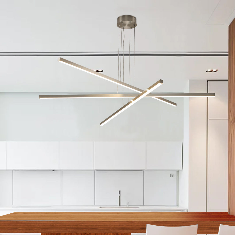 48" Modern LED Chandelier - Geometric 3-Arm Design