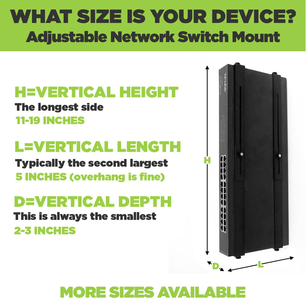 HIDEit Uni-NSM | Adjustable Network Switch Mount