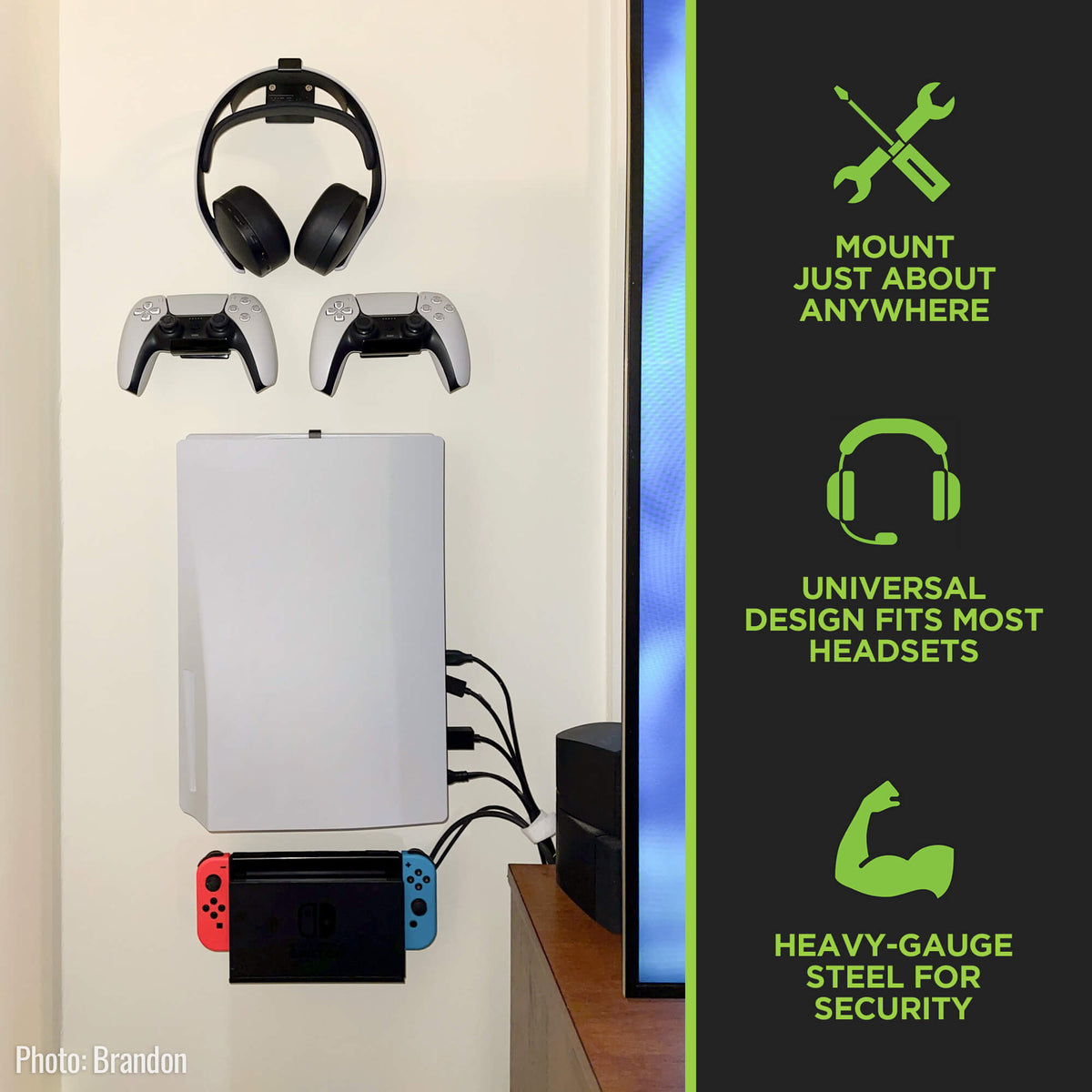 HIDEit Uni-H | Universal Headset Wall Mount
