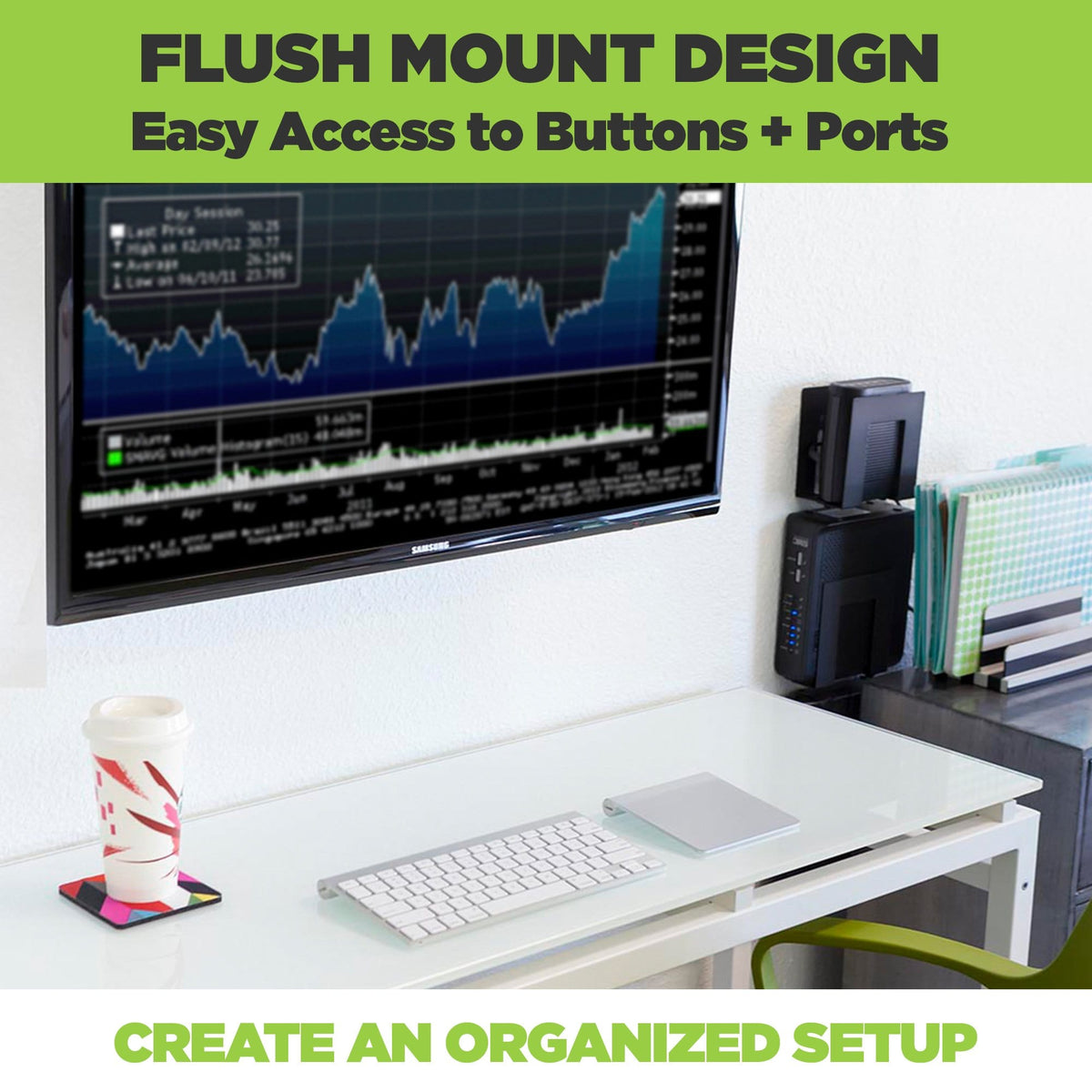 HIDEit Uni-S | Adjustable Small Electronics, Cable Box Mount + Small Computer Mount