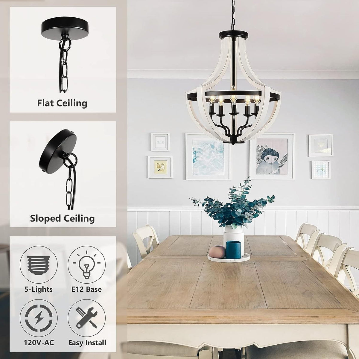 Modern White Solid Wood Chandeliers