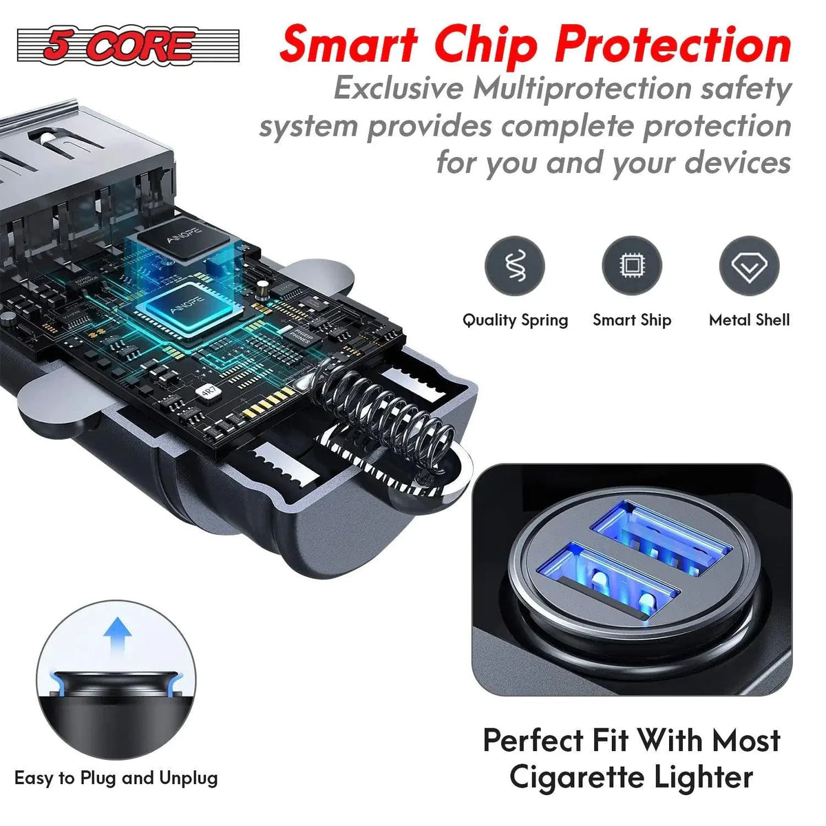5Core SpeedCharge Car USB-C Adapter
