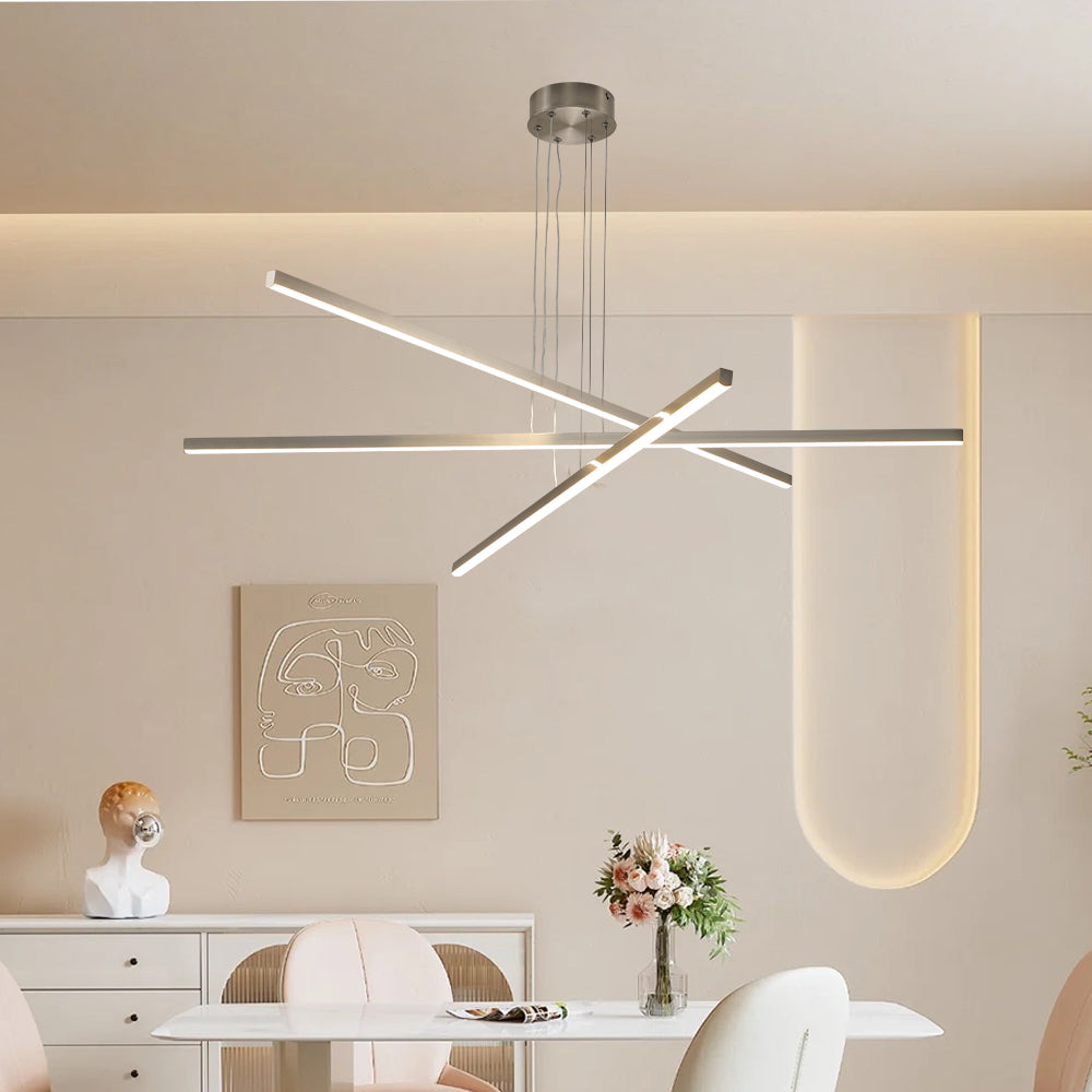 48" Modern LED Chandelier - Geometric 3-Arm Design