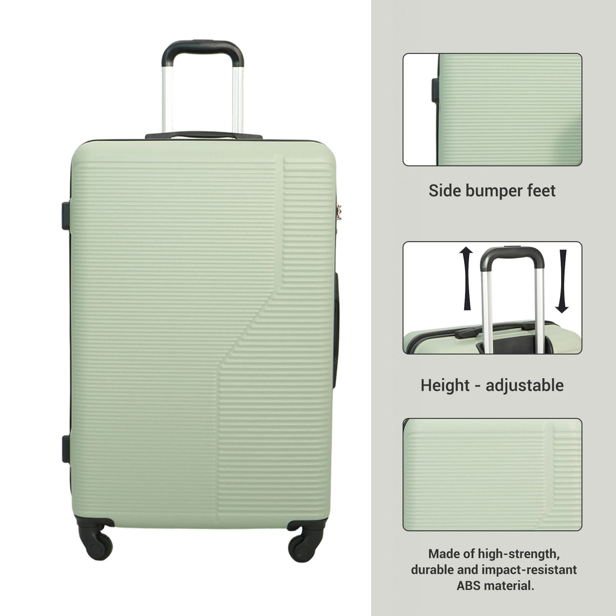 7-Piece ABS Lightweight & Durable Luggage Set in Green