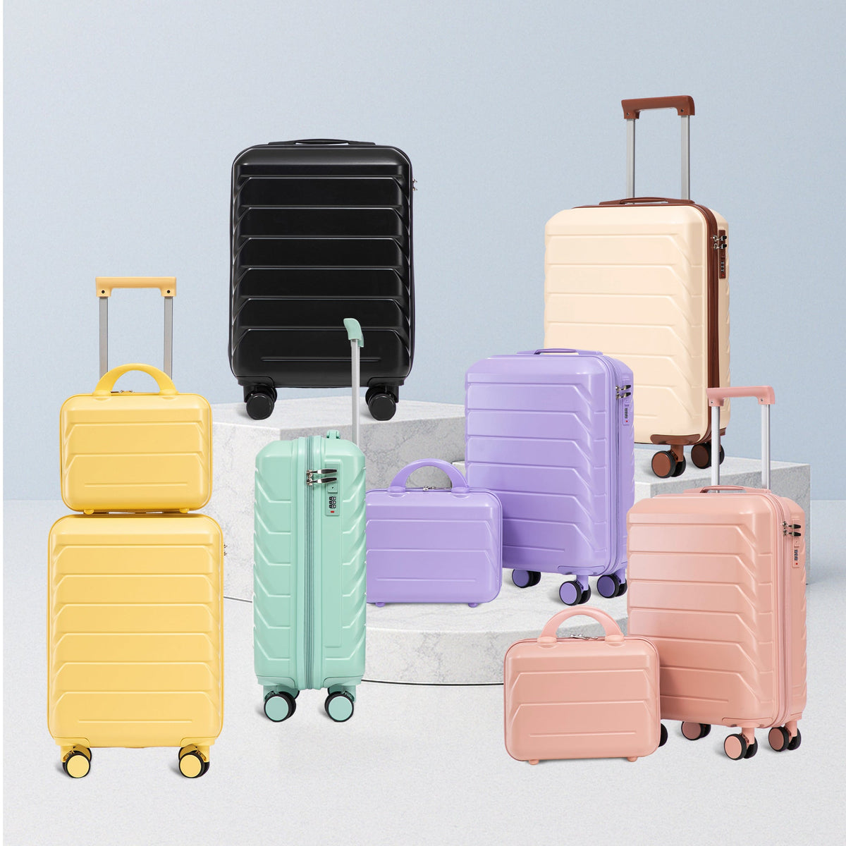 14'/20' 2-Piece ABS Spinner Wheel Luggage Set (Beige)