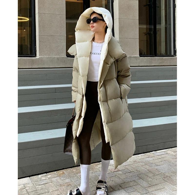 Women's Cozy Long Hooded Down Jacket