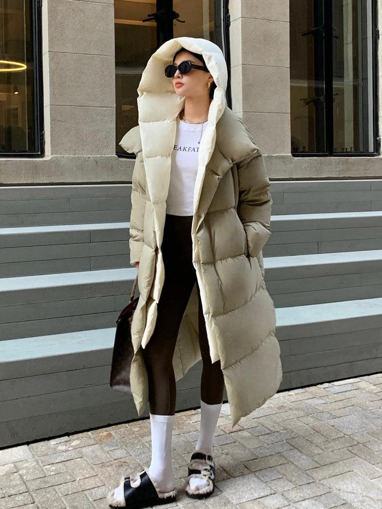 Women's Cozy Long Hooded Down Jacket
