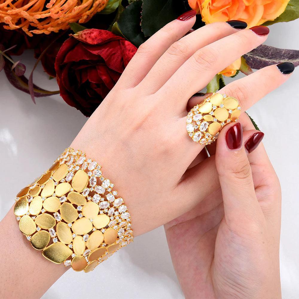 Luxury Bangle Earrings Ring Set