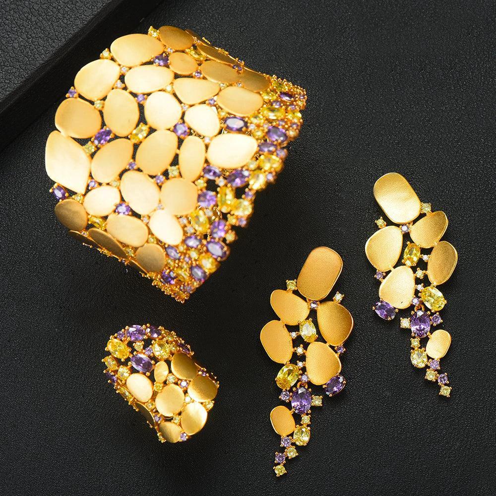 Luxury Bangle Earrings Ring Set