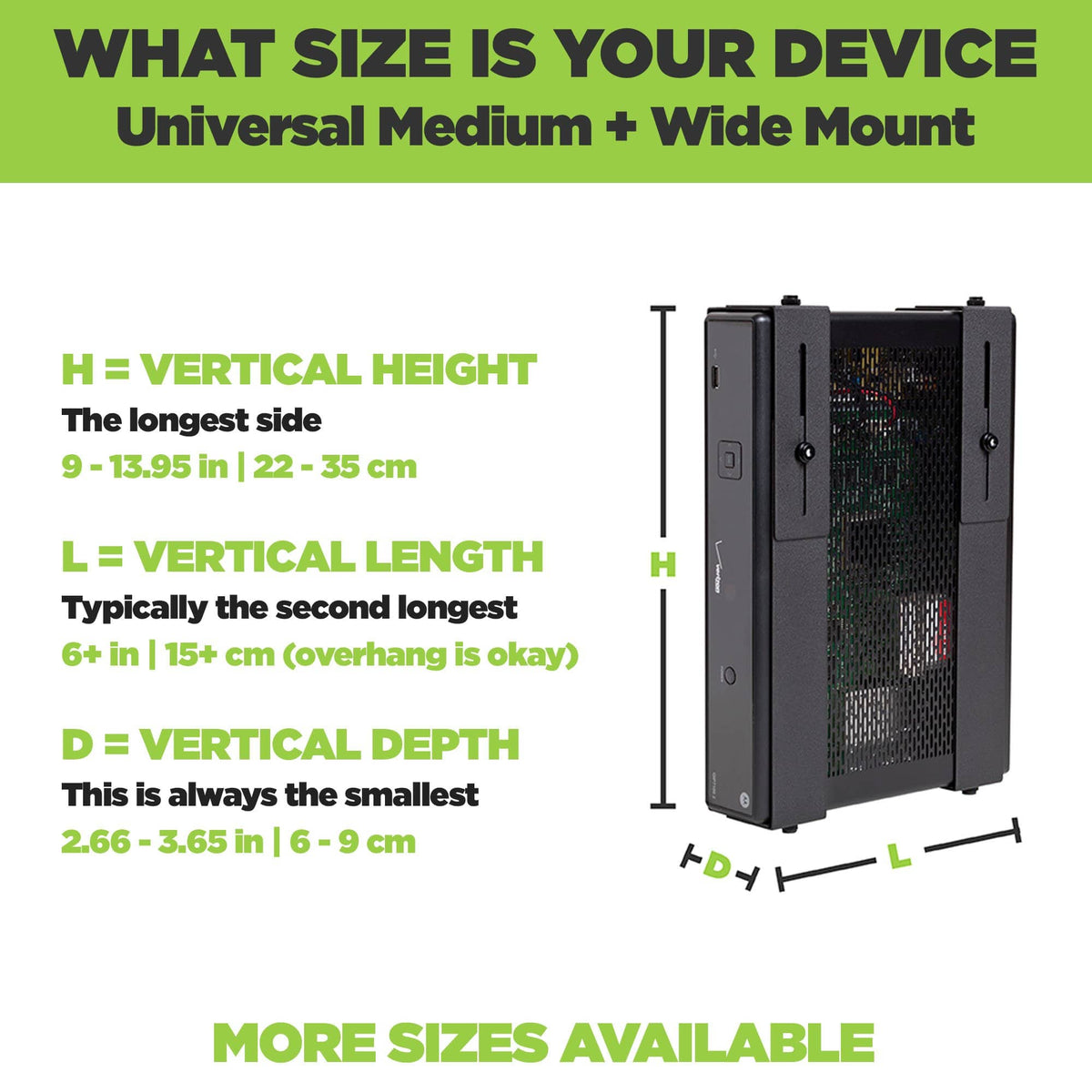 HIDEit Uni-MW | Adjustable Medium+Wide Component Mount