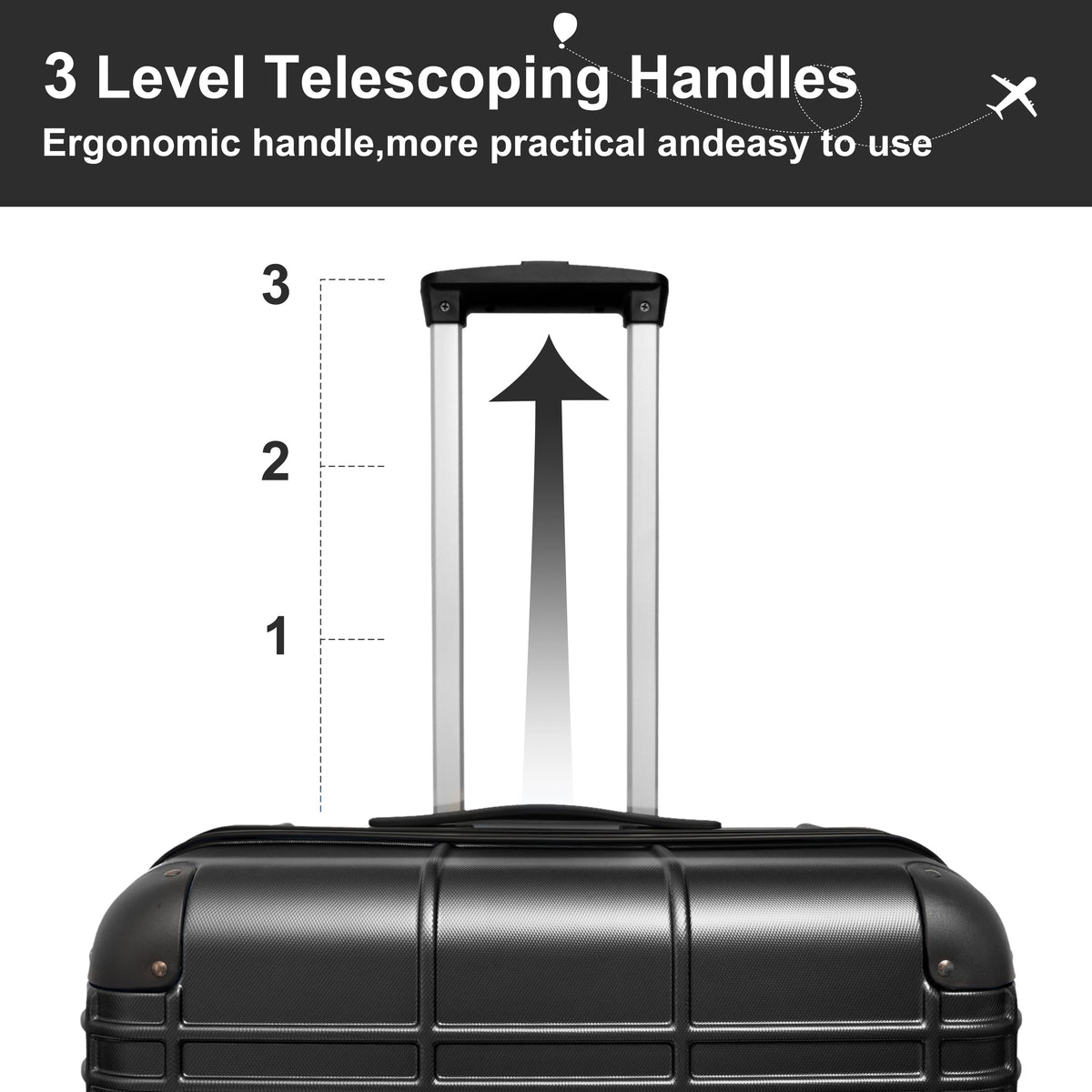 Luggage Sets ABS+PC Hardshell 4pcs Lightweight Durable Suitcases
