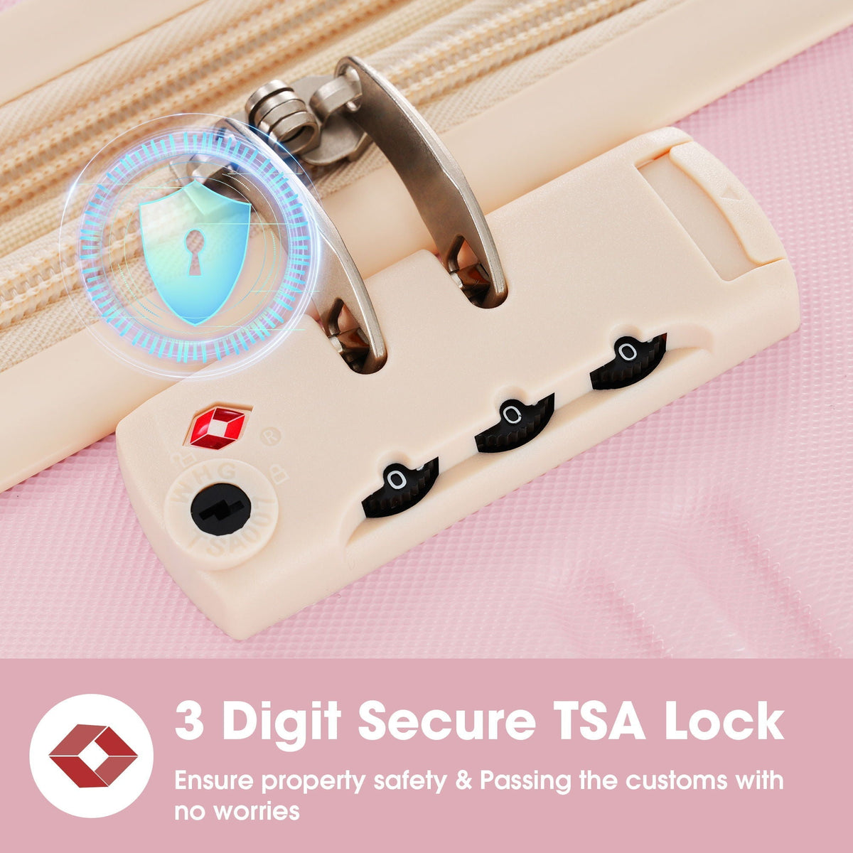 3 Piece Luggage Set Hardside Spinner Suitcase with TSA Lock