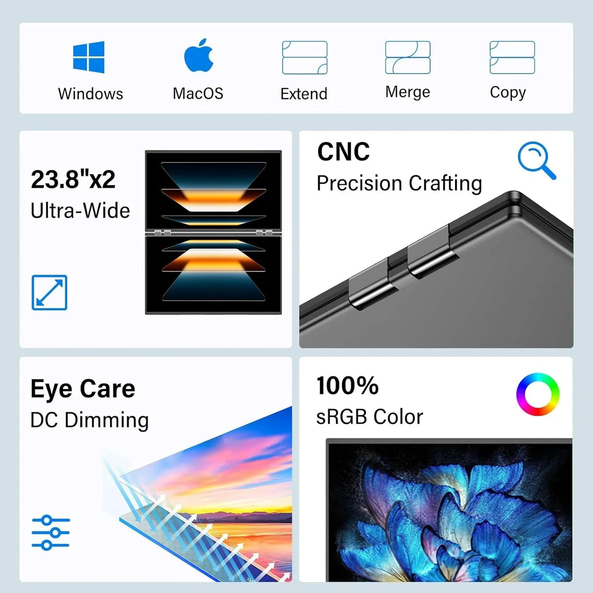 InnoView Foldable 23.8" Dual Monitor-INVPM609