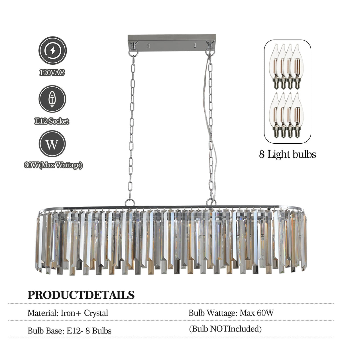 Modern Oval Crystal Ceiling Chandelier
