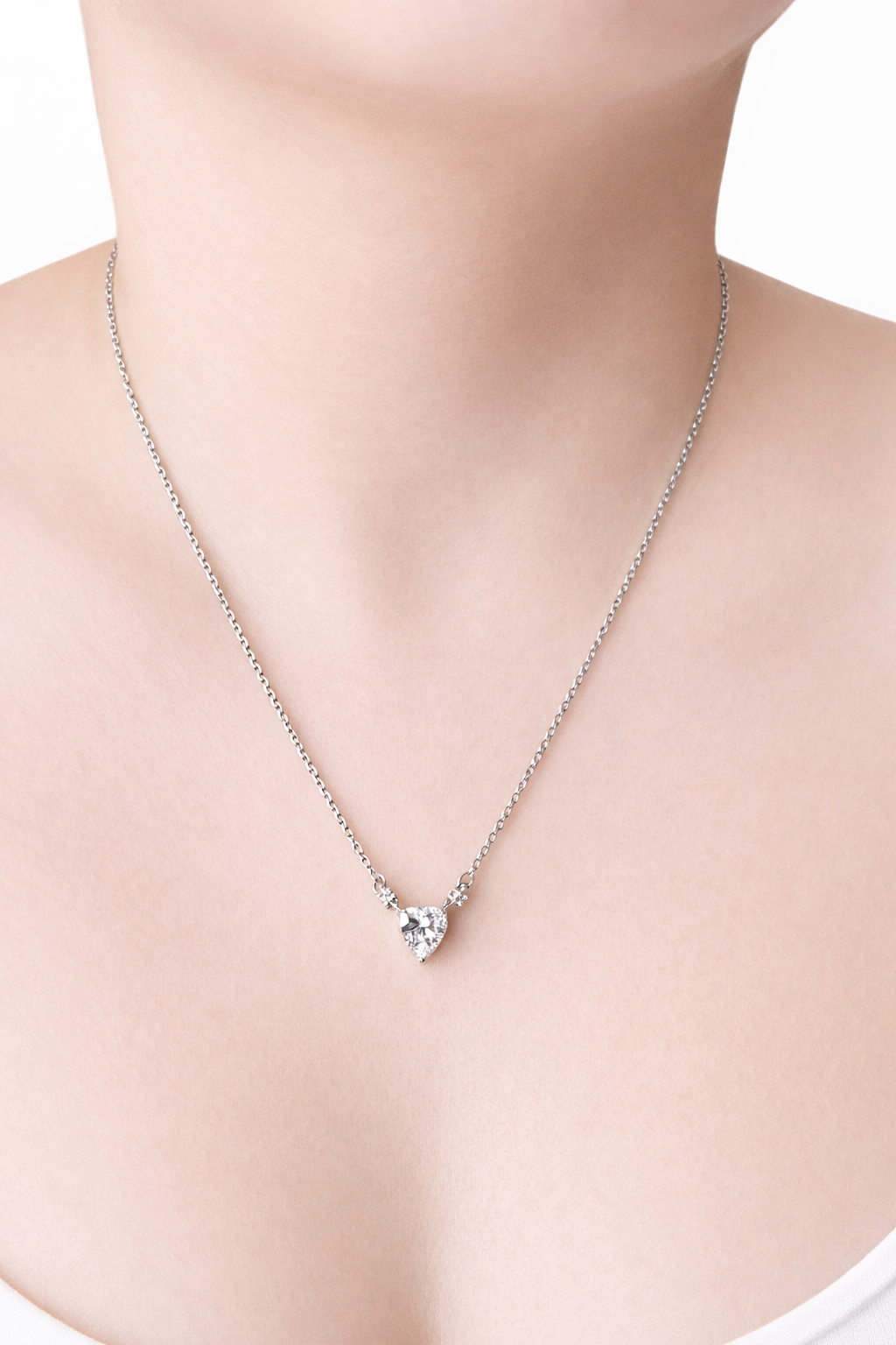 Charlotte Crystal Heart Necklace- 18"