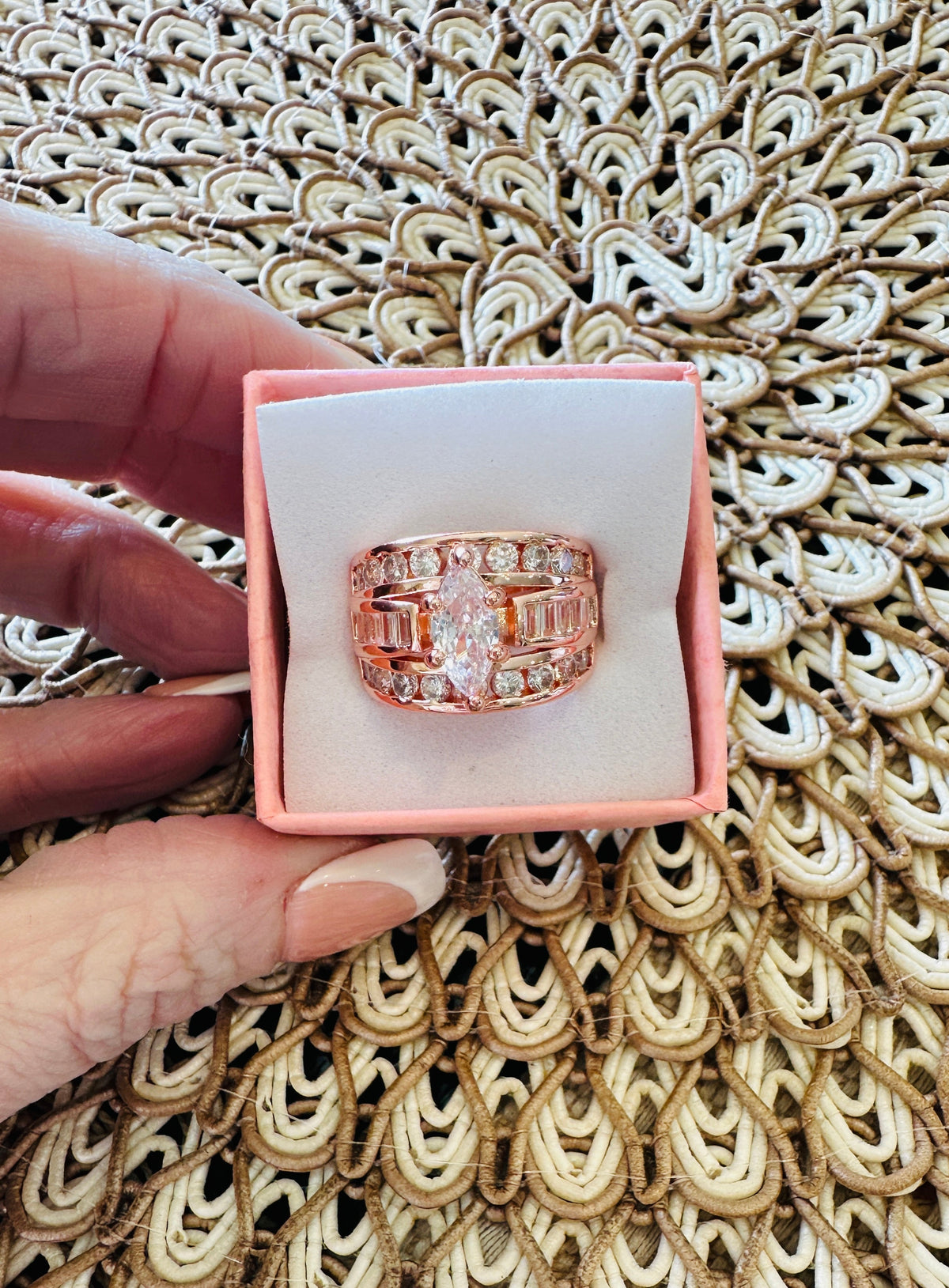 Victoria Marquise Cut Stacked Ring-Champagne Gold