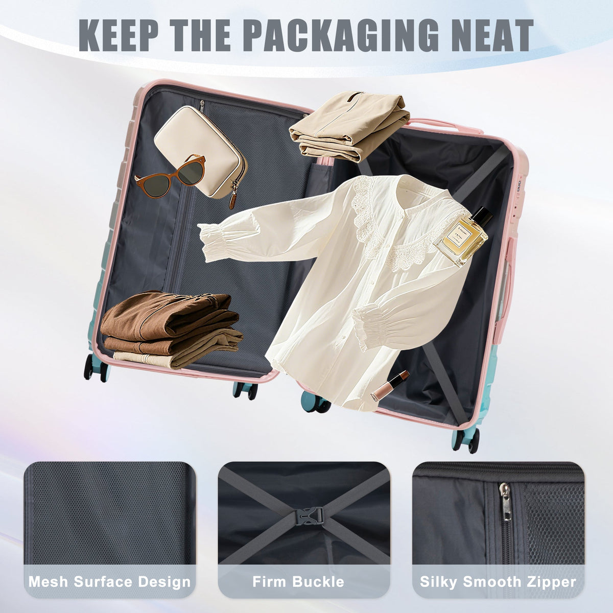 20'/24'/28' 3-Piece PC Spinner Wheel Luggage Set with Combination Lock