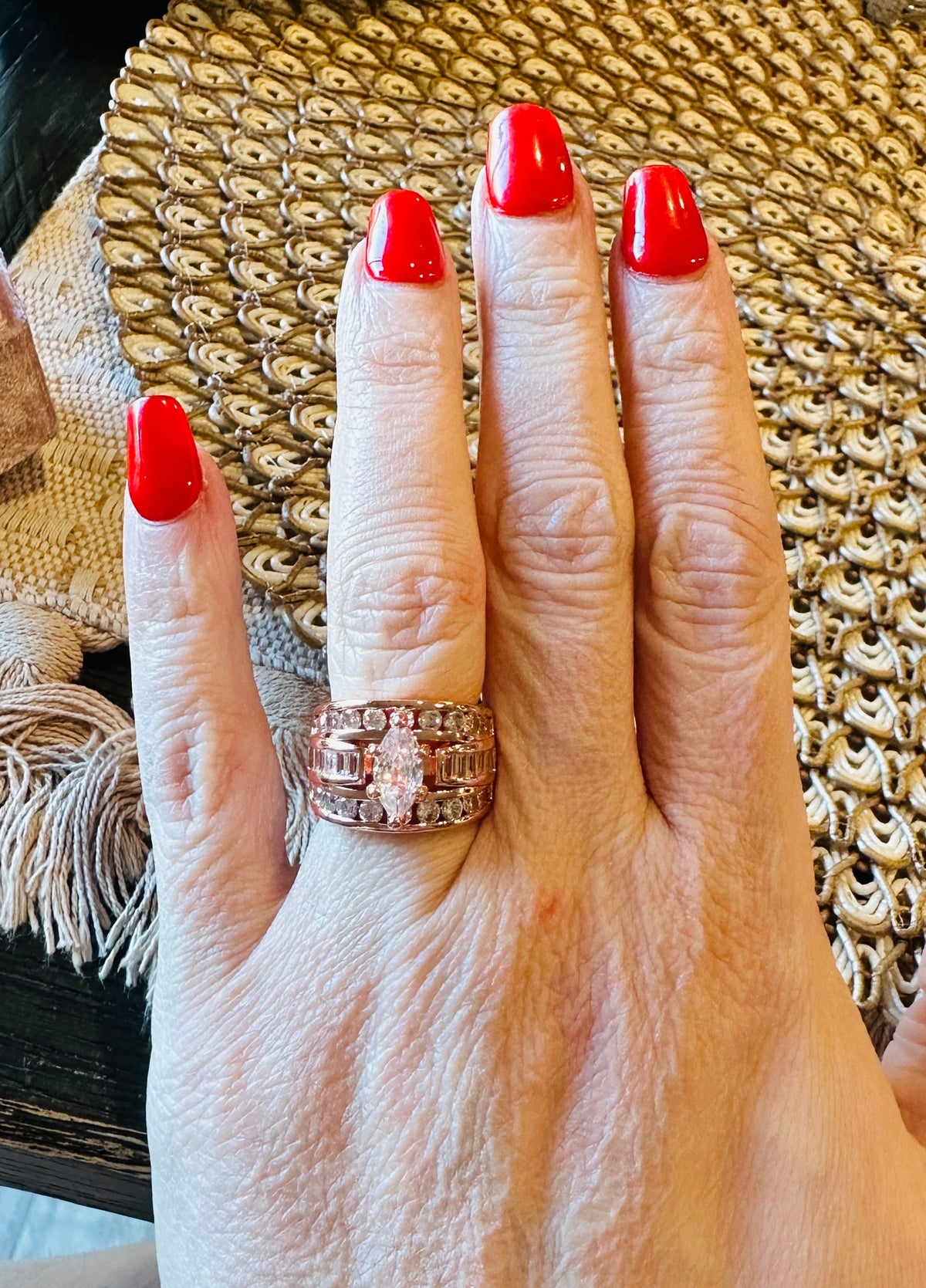 Victoria Marquise Cut Stacked Ring-Champagne Gold