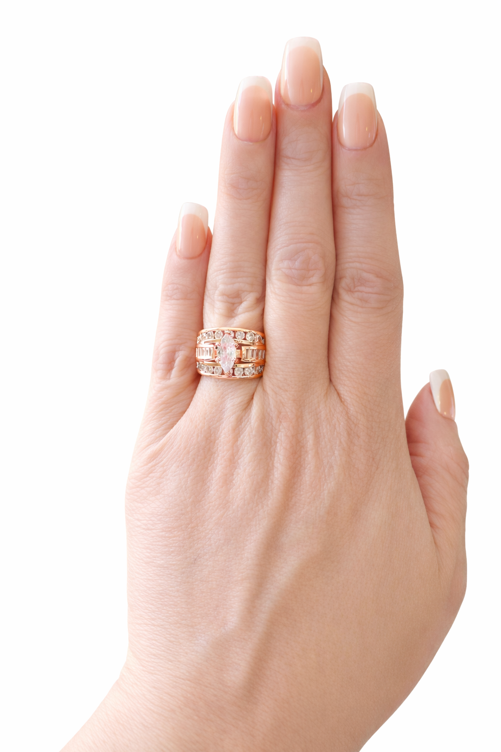 Victoria Marquise Cut Stacked Ring-Champagne Gold