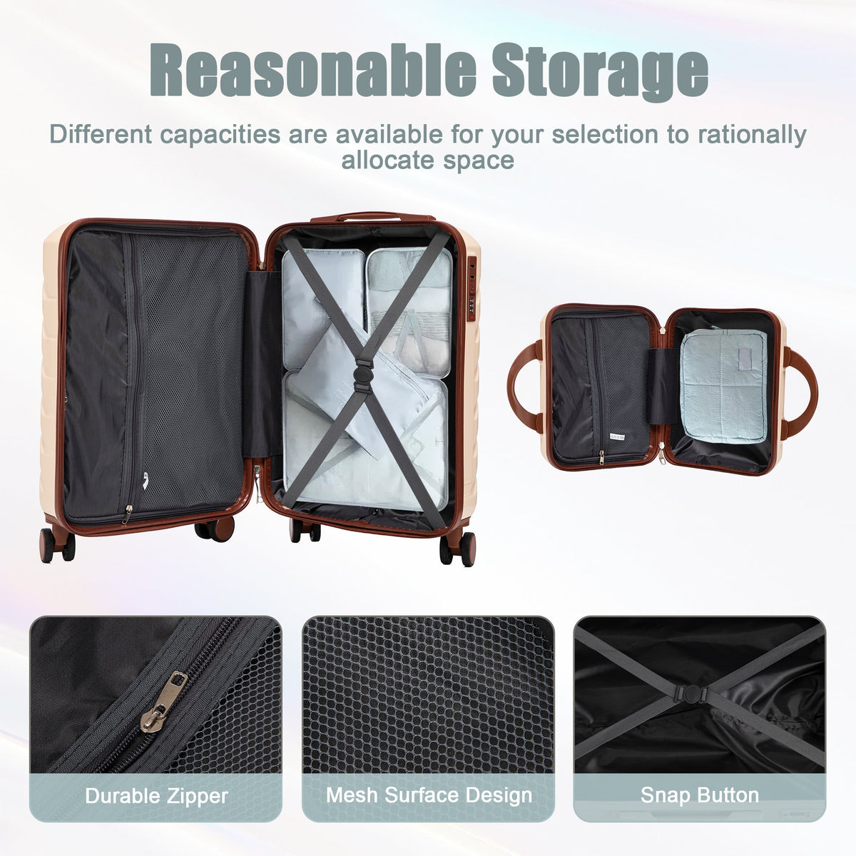 14'/20' 2-Piece ABS Spinner Wheel Luggage Set (Beige)