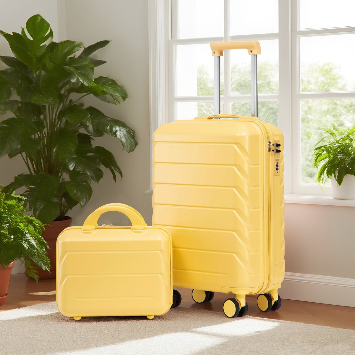 14'/20' 2-Piece ABS Spinner Wheel Luggage Set with Combination Lock