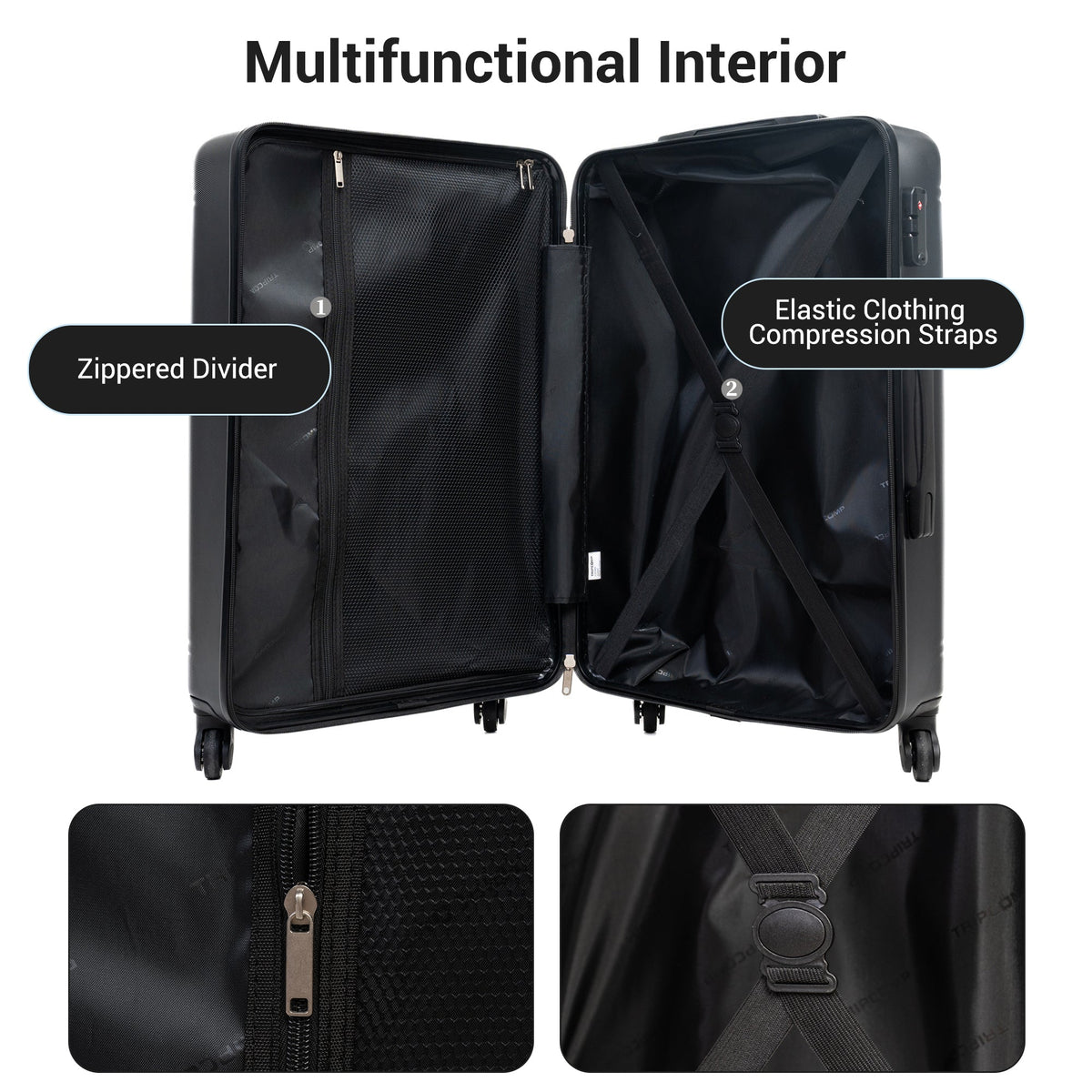 9-Piece Black Luggage Set by GigaTech with TSA Lock
