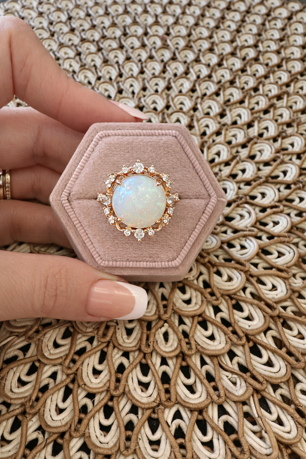 Elara Opal Champagne Gold Ring
