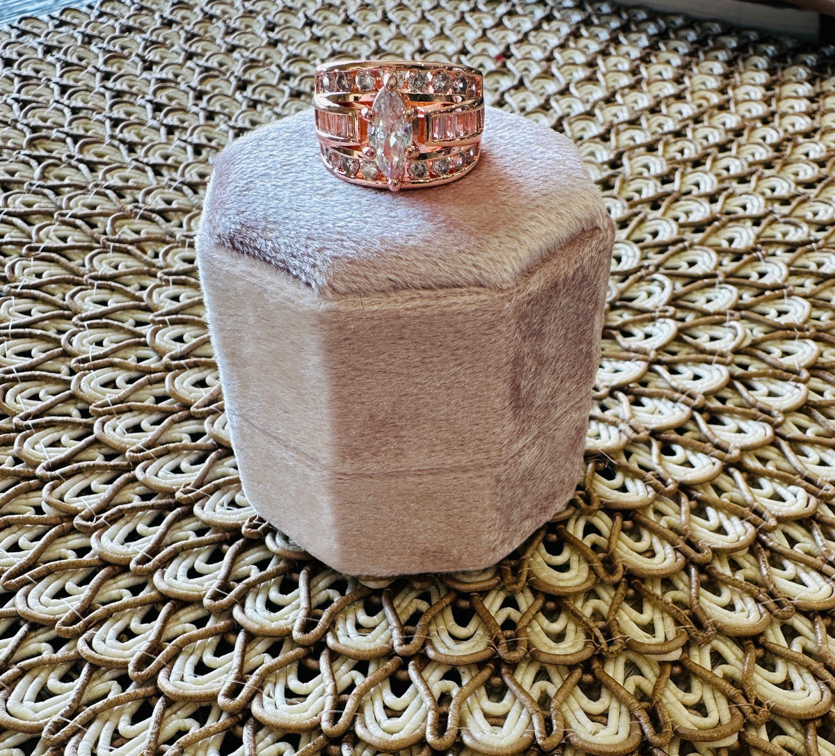 Victoria Marquise Cut Stacked Ring-Champagne Gold