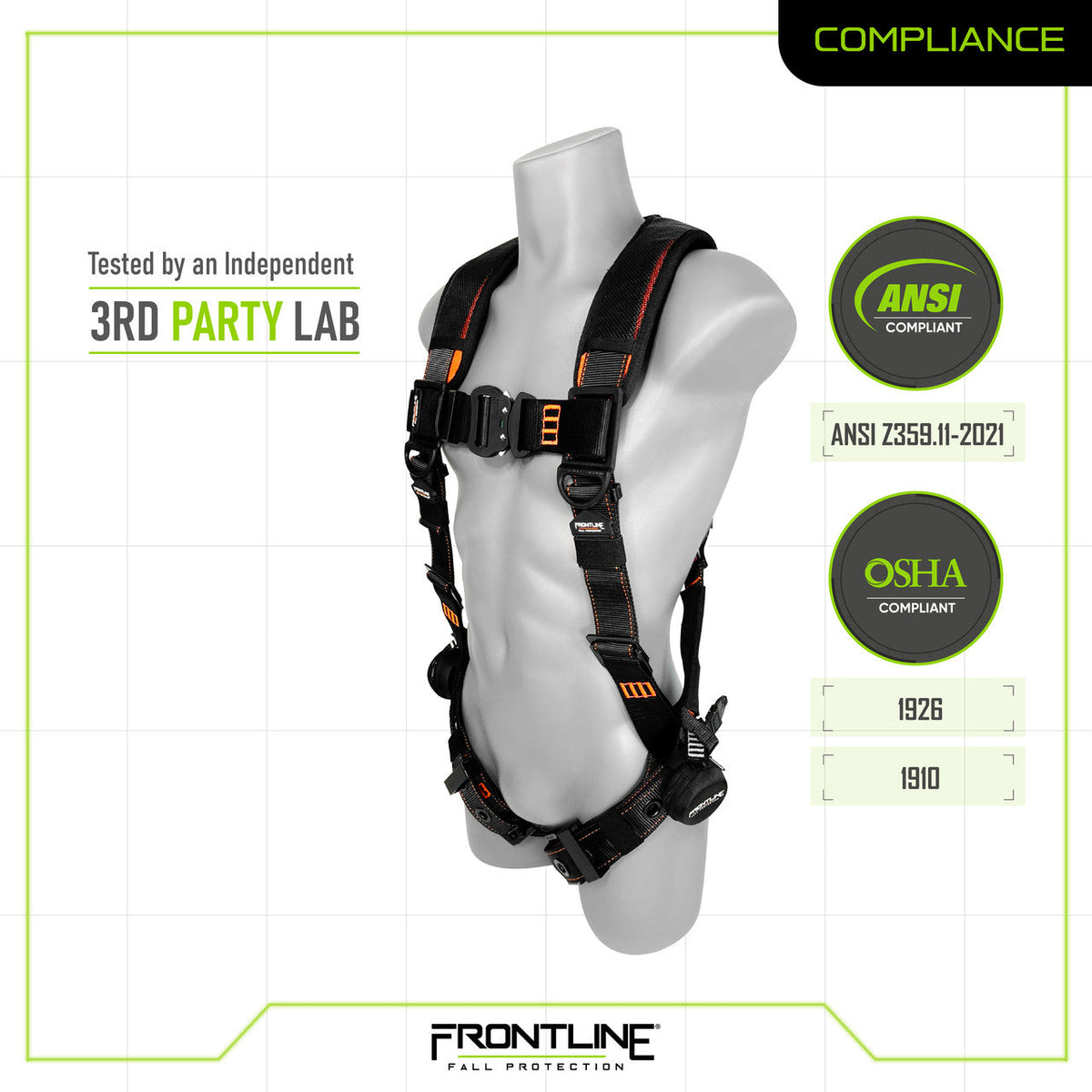Frontline 110VTB Combat Lite Vest Style Harness with Aluminum Hardware and Suspension Trauma Straps S