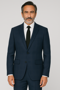 2 Piece Wool Suit  Navy Plaid