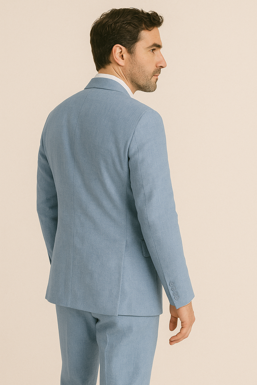 Linen Two Button Suit - Light Blue