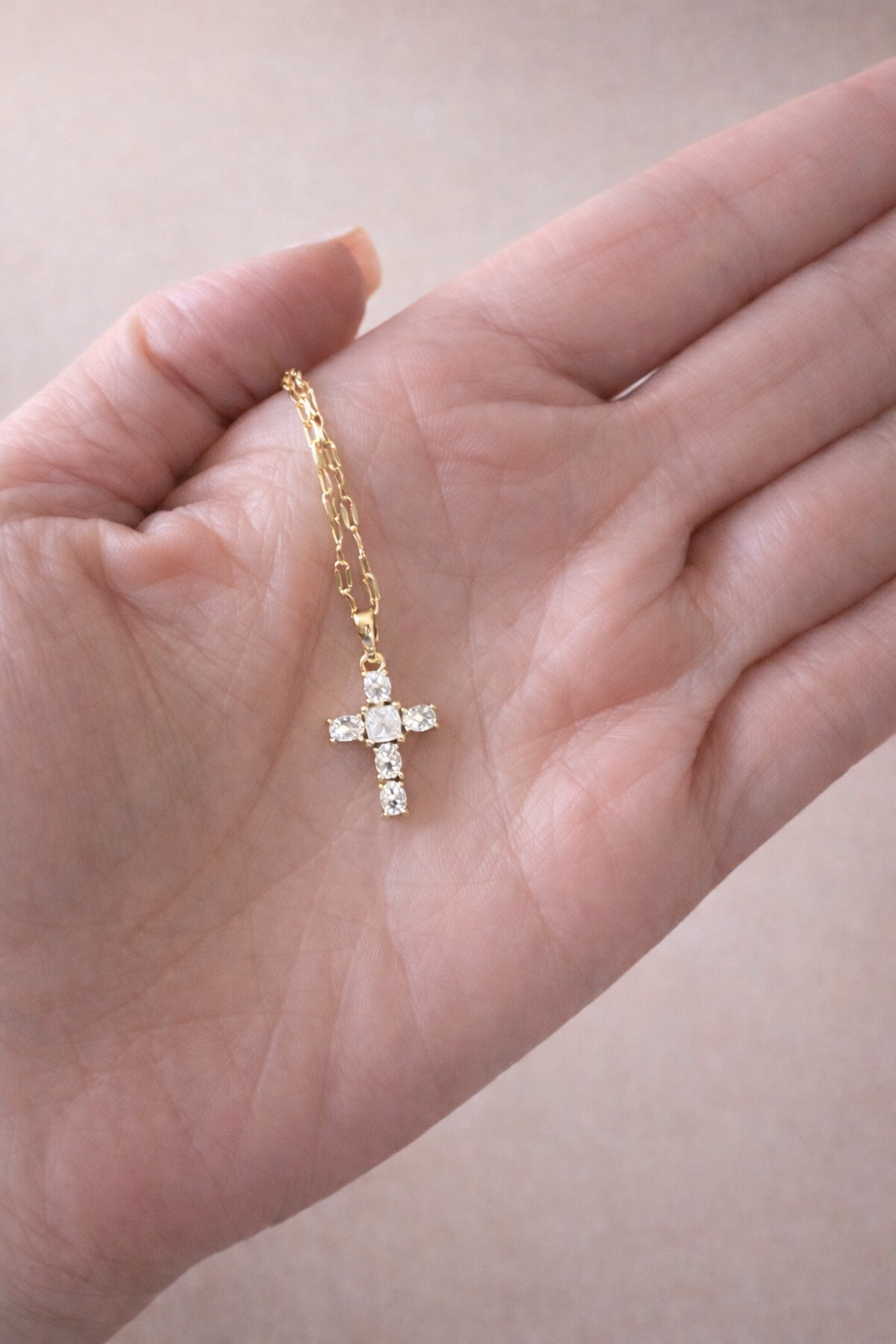 Crystal Cross Pendant Necklace- 18”
