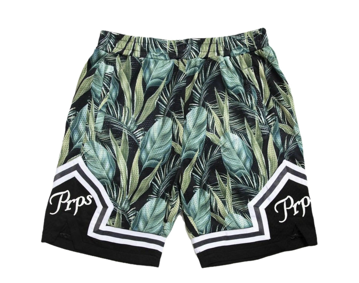 Prps Palm Men Mesh Shorts Green Multi Palm Print