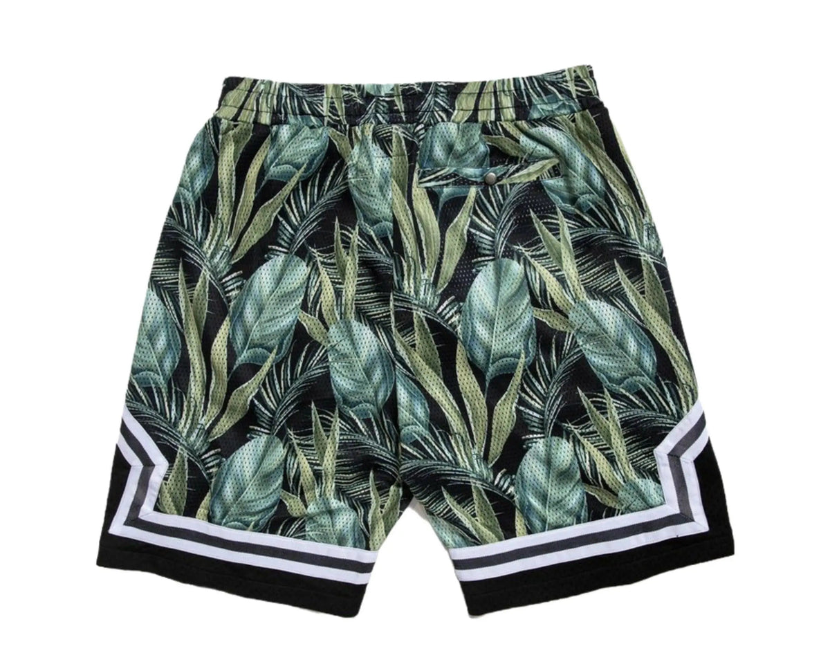 Prps Palm Men Mesh Shorts Green Multi Palm Print