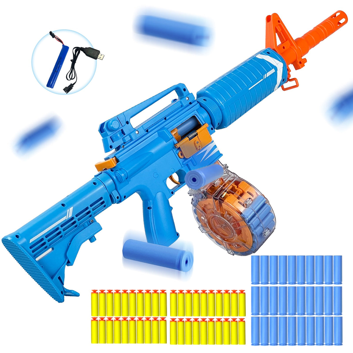 Semi-Automatic Toy Gun with Rechargeable Battery, 22-Round Magazine, Shell Ejection Feature, Quick Loader, and High-Speed Accuracy