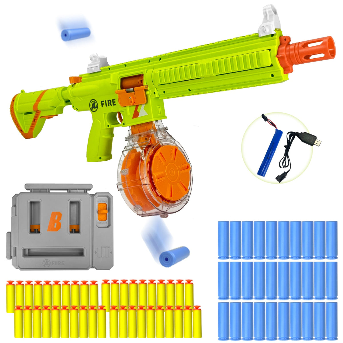 Semi-Automatic Toy Gun with Rechargeable Battery, 22-Round Magazine, and Shell Ejection Feature