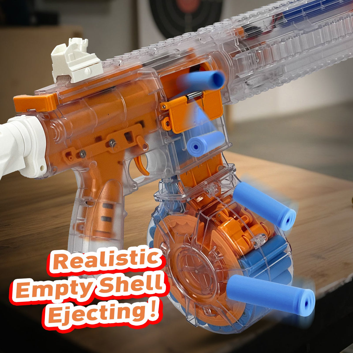 Semi-Automatic Toy Gun with Rechargeable Battery, 22-Round Magazine, and Shell Ejection Feature