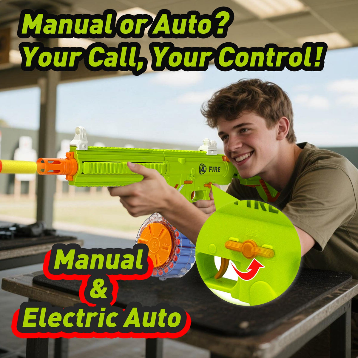 Semi-Automatic Toy Gun with Rechargeable Battery, 22-Round Magazine, and Shell Ejection Feature
