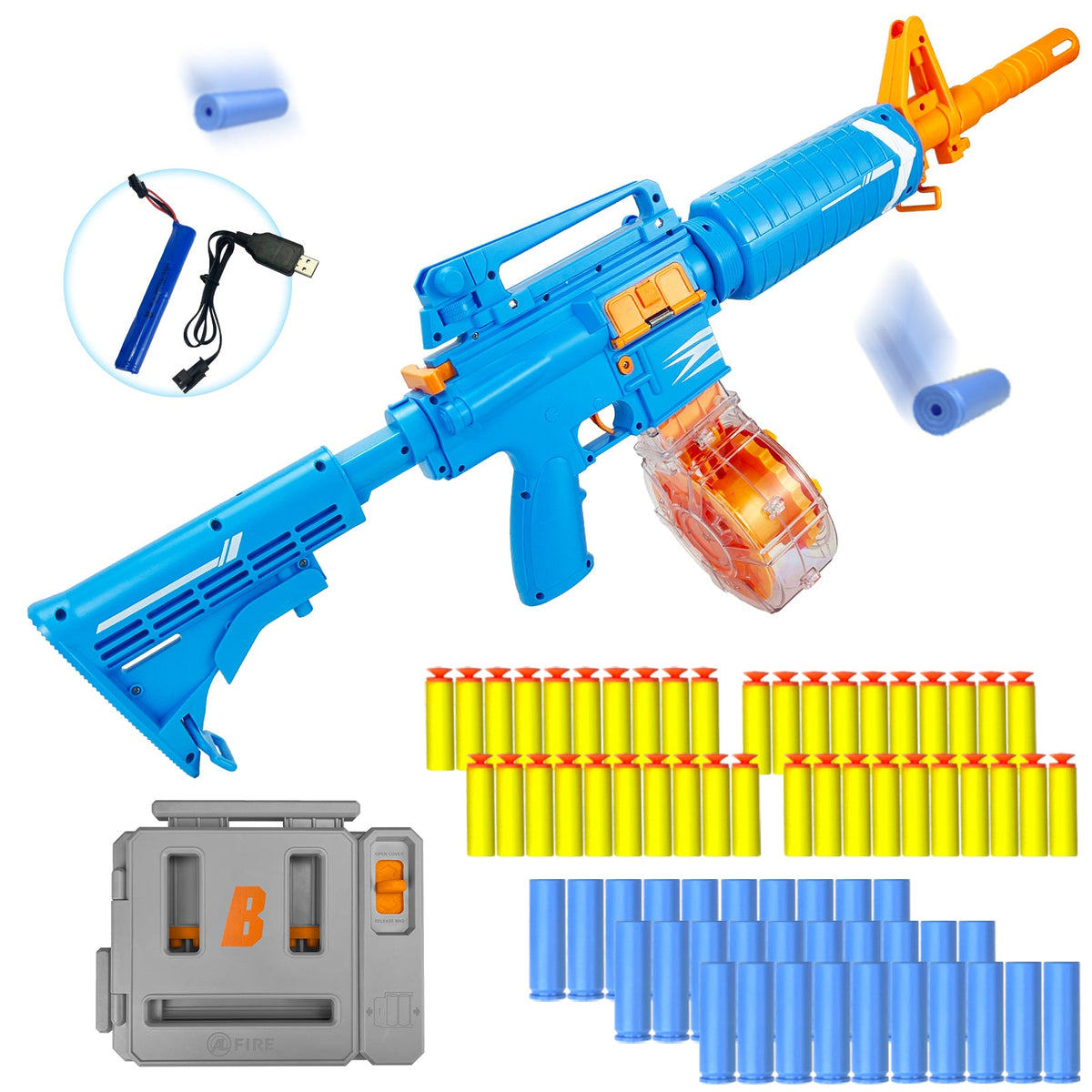 Semi-Automatic Toy Gun with Rechargeable Battery, 22-Round Magazine, Shell Ejection Feature, Quick Loader, and High-Speed Accuracy