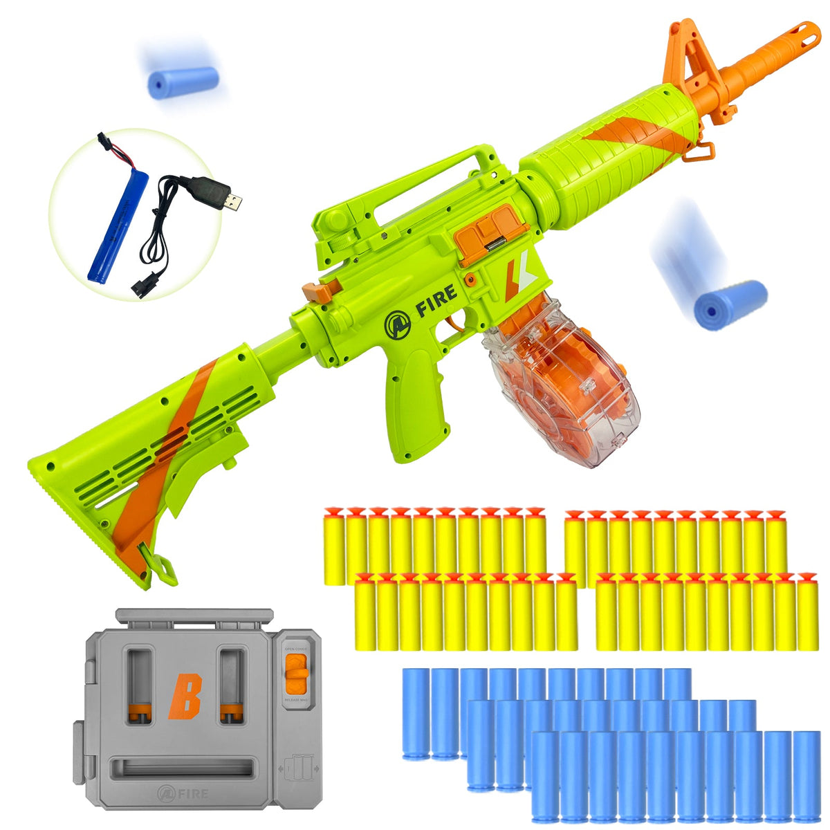 Semi-Automatic Toy Gun with Rechargeable Battery, 22-Round Magazine, Shell Ejection Feature, Quick Loader, and High-Speed Accuracy