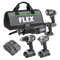 FLEX FXM401-2A 4-Tool Brushless Power Tool Combo Kit with Soft Case
