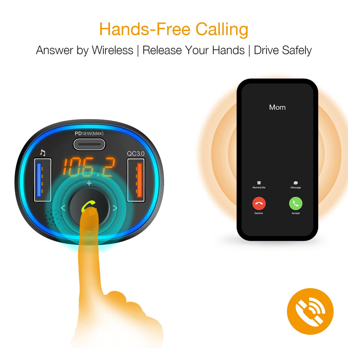 Rexing FM3 FM Transmitter Car Charger w/Bluetooth 5.0