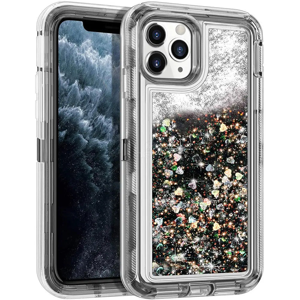 For iPhone 11 case Liquid Glitter Defender Cases